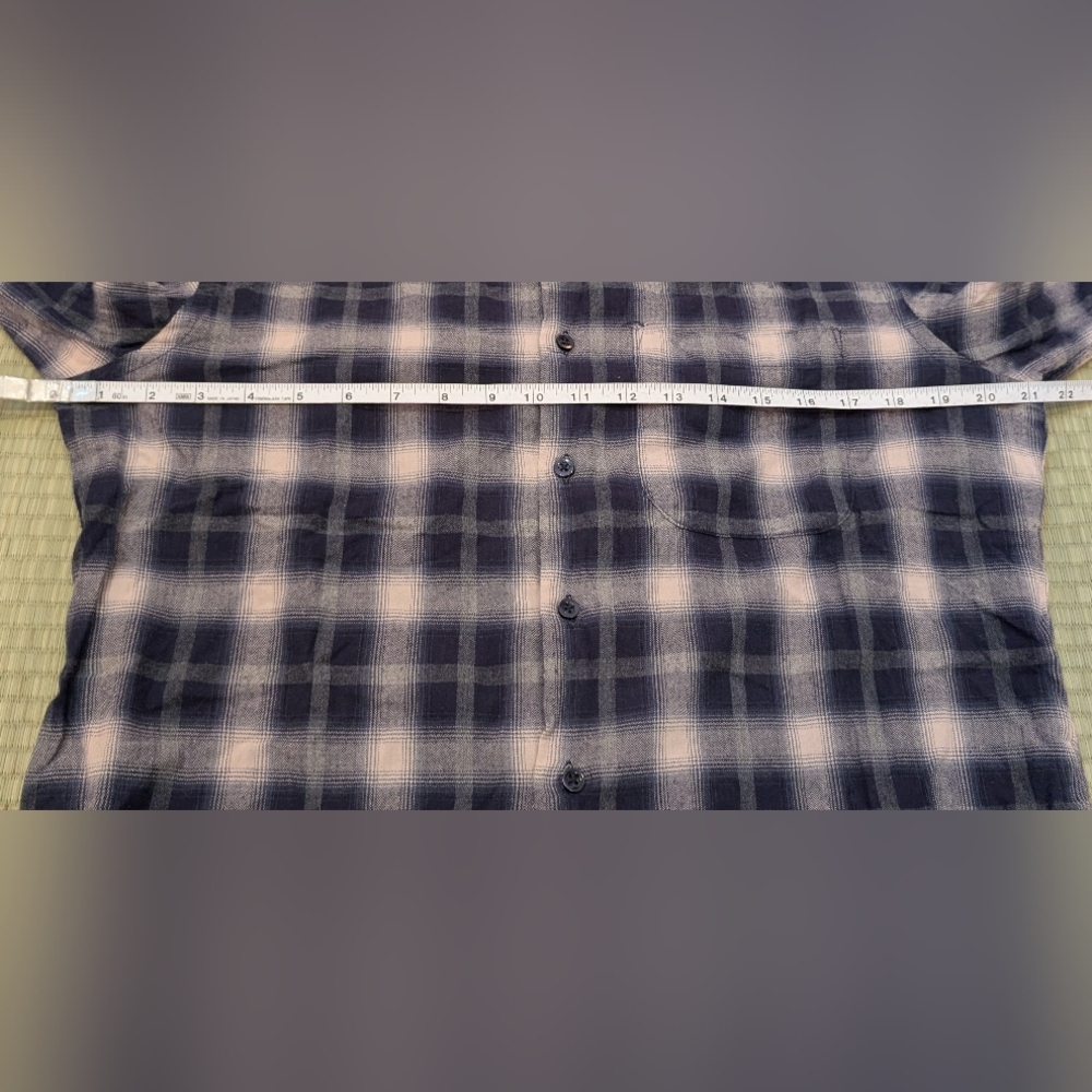 Naked & Famous Button Up Ombre Plaid Flannel Shirt Men's Size Large - Picture 5 of 6